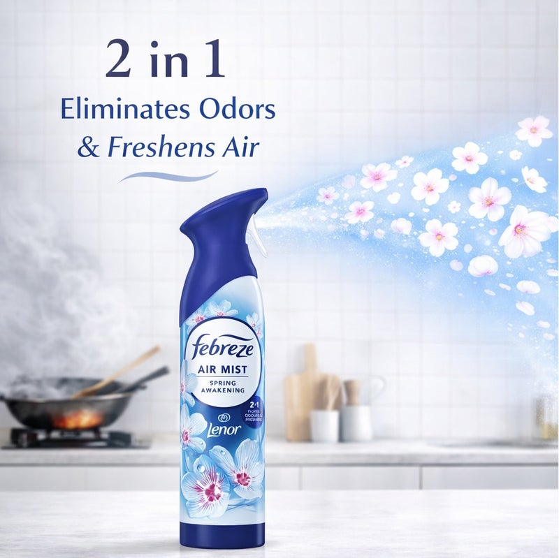 Febreze Air Mist Spring Awakening by Lenor 185ml Air Freshener Spray, Long Lasting Fresh Floral Fragrance, Odor Eliminator Spray, Water Based Formula, Natural Propellant Home Bathroom Bedroom Office Freshener - Image 2