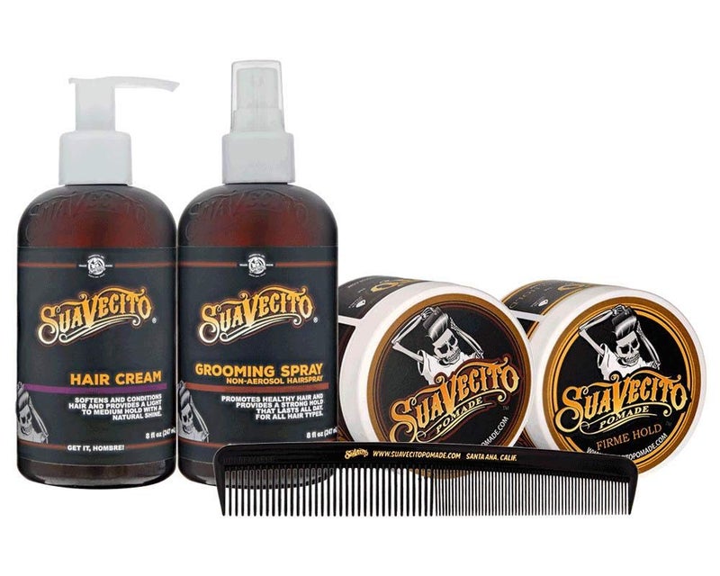 Suavecito Men's 5 PC Hair Kit - Original & Firme (Strong) Hold Medium Shine Pomade, Hair Cream and Grooming Spray, Large Deluxe Comb - Image 3
