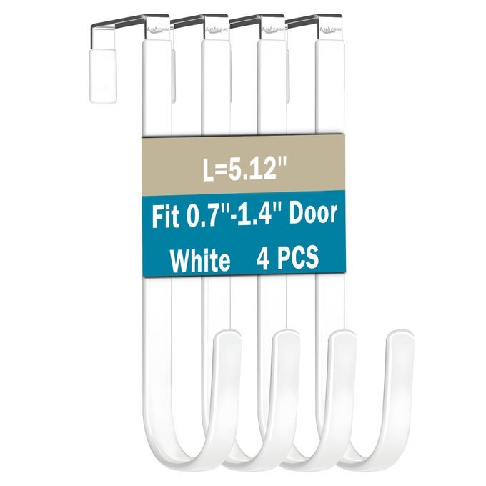 OVER THE DOOR HOOKS 4 PACK STEEL DOOR HANGERS HOOK WRUBBER COATING FIT 0714 DOOR WIDTH ORGANIZER FOR LIVING ROOM BEDROOM BATHROOM KITCHEN HANGING CLOTHES TOWELS HAT BAG