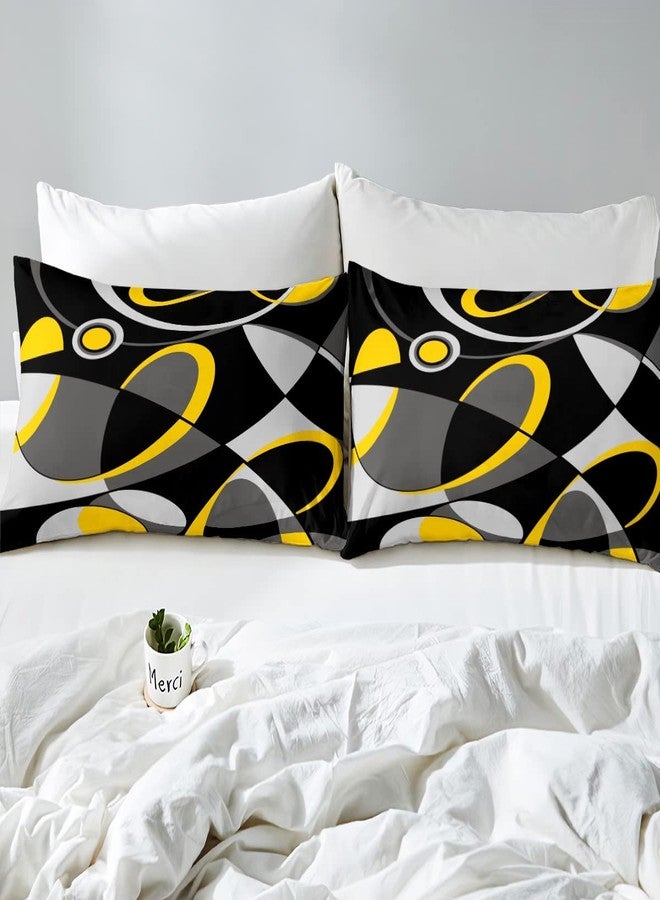 Feelyou Yellow Grey Black Comforter Cover Geometric Circle Bedding Set Swirl Duvet Cover for Children Kids Boys Girls Modern Abstract Art Bedspread Room Decor Bedclothes King Size - Image 5