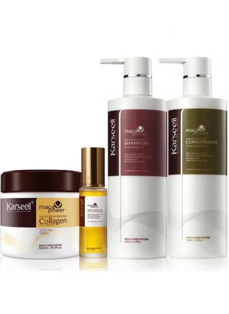 Karseell Hair Repair Set with Shampoo, Conditioner, and Maca Collagen Mask Plus Maca Oil for Dry Damaged Hair  - Image 1