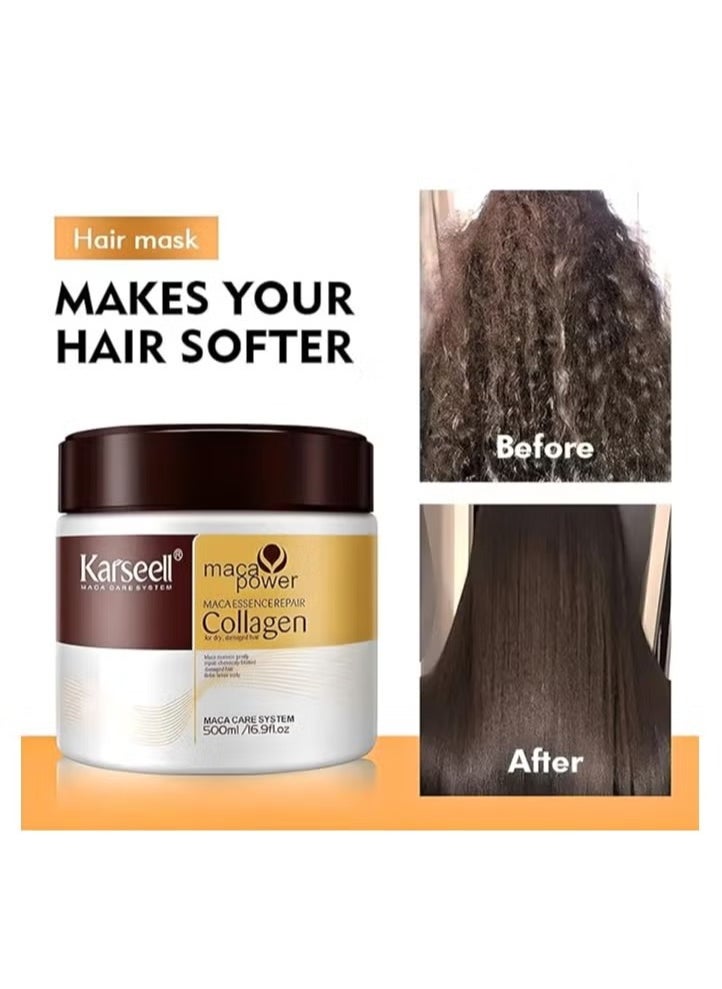 Karseell Hair Repair Set with Shampoo, Conditioner, and Maca Collagen Mask Plus Maca Oil for Dry Damaged Hair  - Image 5