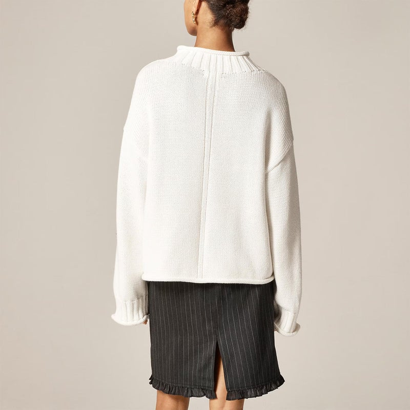Maohao Women's Oversized Roll Neck Sweater Long Sleeve Chunky Knit Pullover Cozy Fall Winter Tops Casual Loose Knitwear(Ivory,M) - Image 3