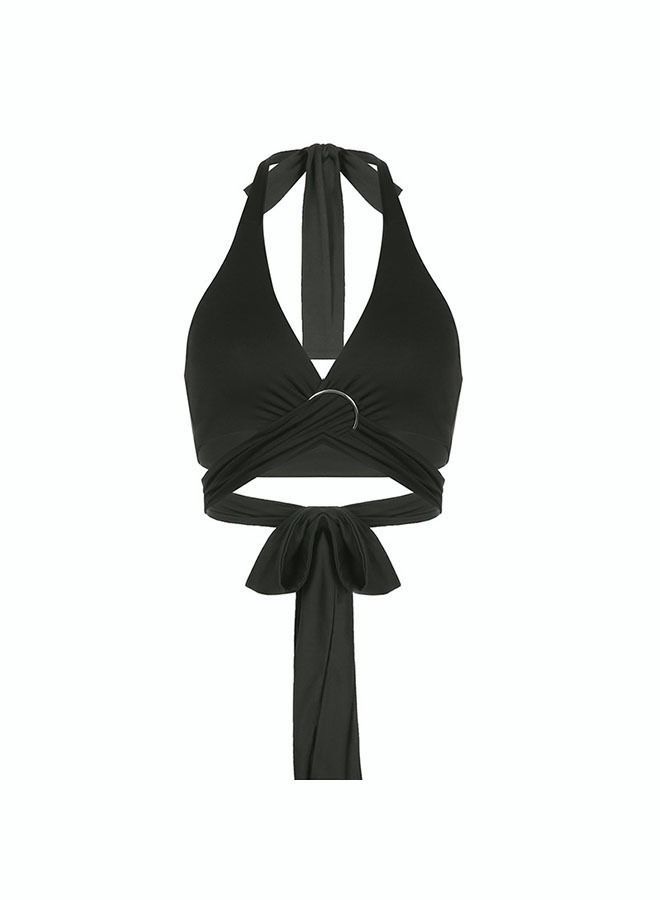 NIBEMINENT Women's Fashion Solid Color Vest Has a Variety of Wearing Methods Tank Top Lace up Slim Sleeveless Tie Up - Image 1