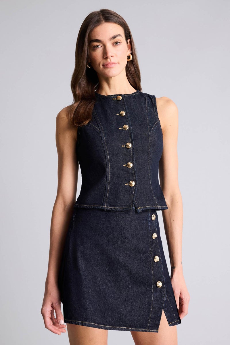 DeFacto Blue Woman Denim Vest Casual - Image 3