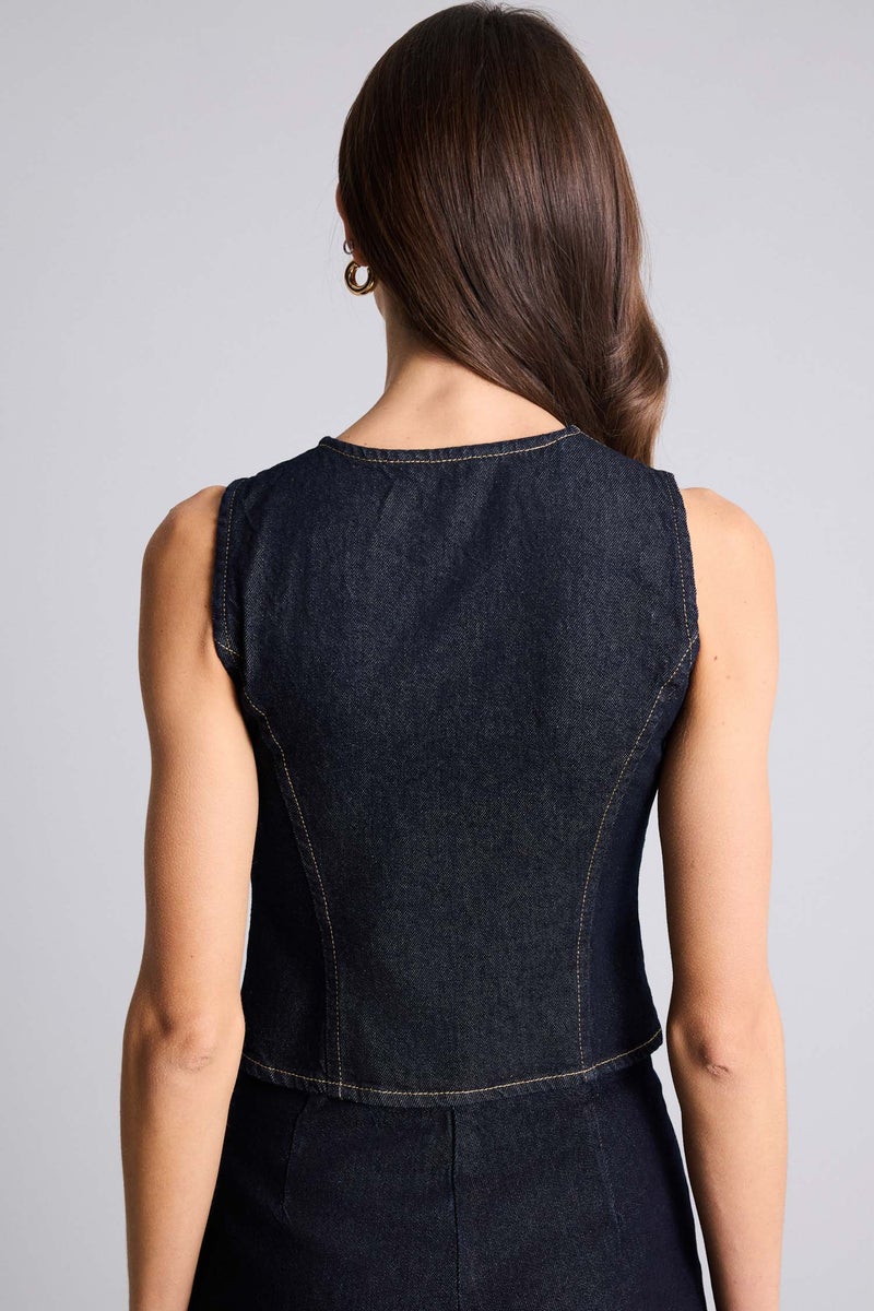 DeFacto Blue Woman Denim Vest Casual - Image 5
