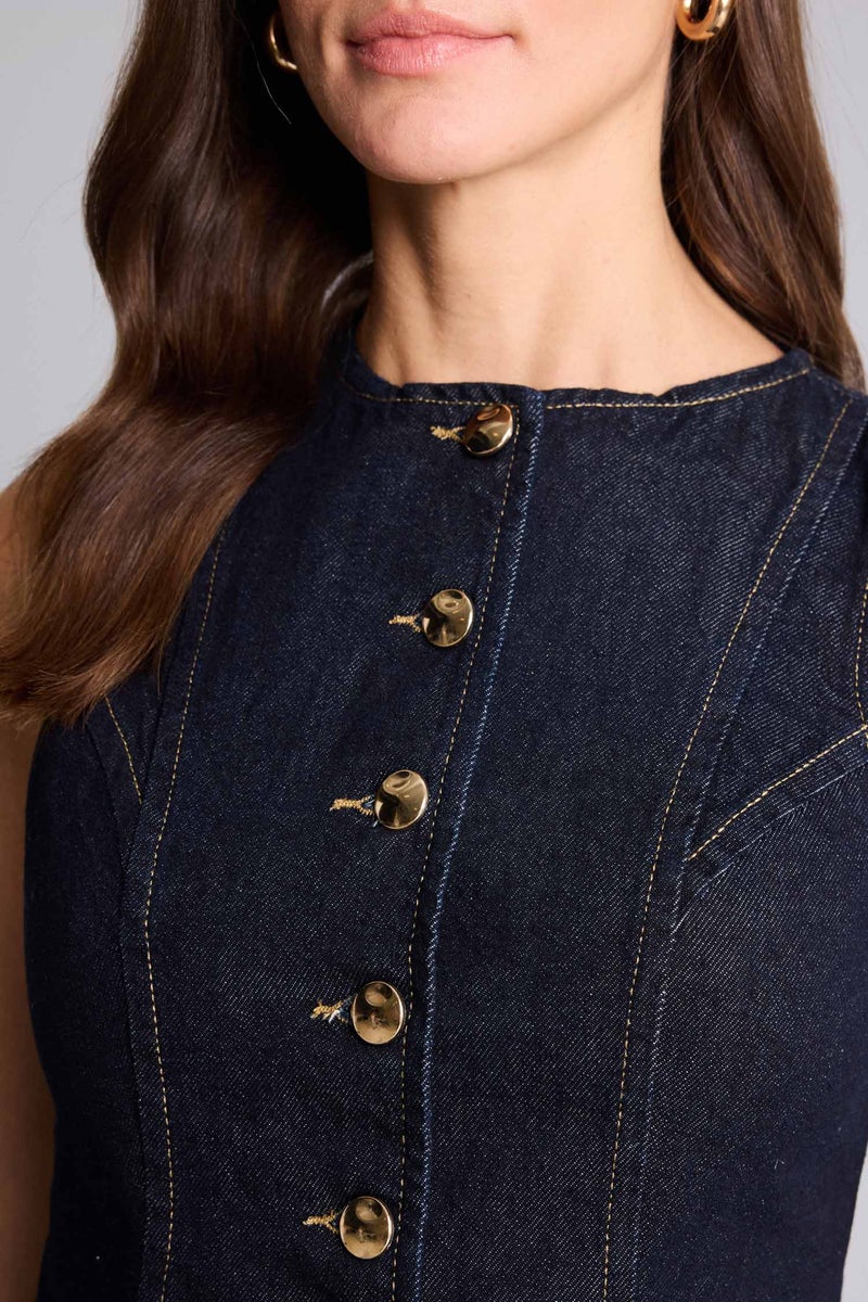 DeFacto Blue Woman Denim Vest Casual - Image 4
