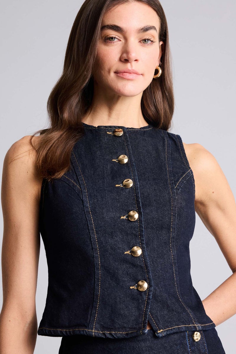 DeFacto Blue Woman Denim Vest Casual - Image 1