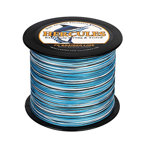 HERCULES Super Cast 1000M 1094 Yards Braided Fishing Line 100 LB Test for Saltwater Freshwater PE Braid Fish Lines Superline 8 Strands - Blue Camo, 100LB (45.4KG), 0.55MM - Image 4
