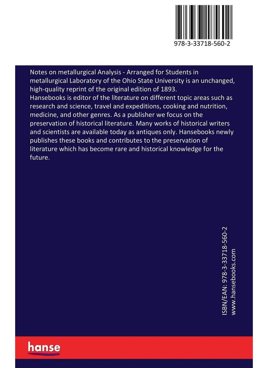 Notes on metallurgical Analysis: Arranged for Students in metallurgical Laboratory of the Ohio State University  - Image 2
