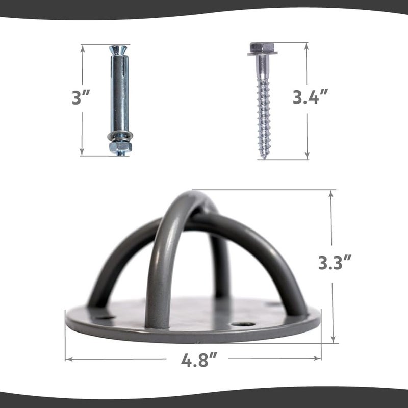 Yoga Trapeze Ceiling Hooks - Industrial Strength Hold Up to 600 lbs, Includes Anchors & Bolts Yoga Starter Set - Suitable for Gym Rings, Suspensions, Indoor/Outdoor Use - Image 2