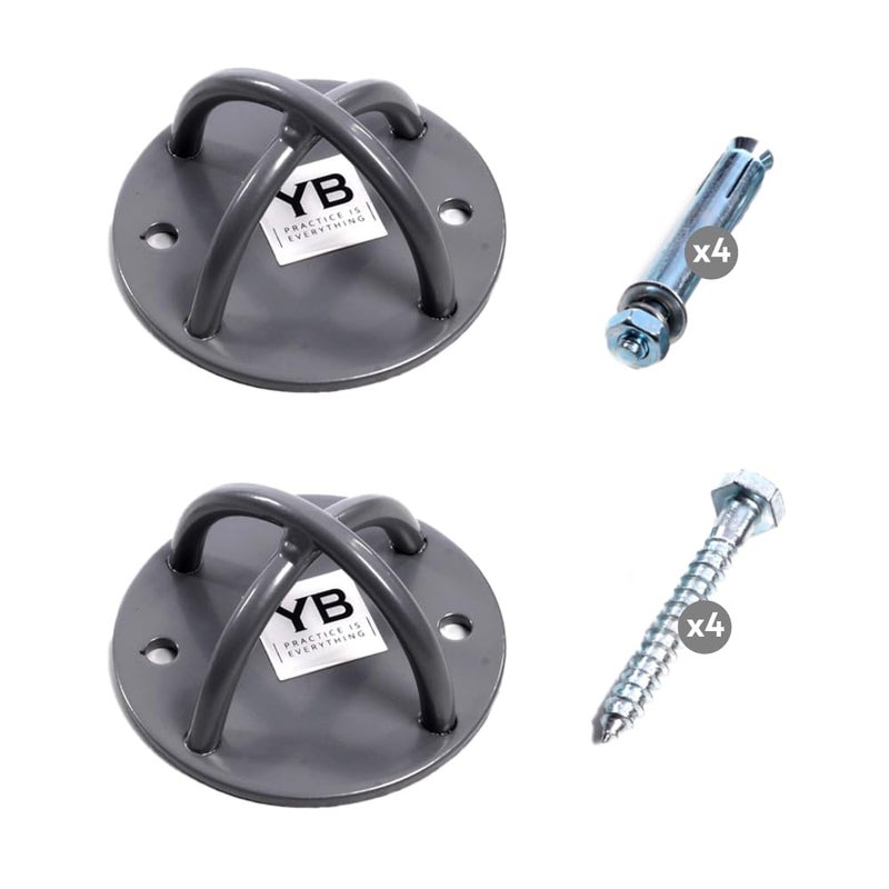 Yoga Trapeze Ceiling Hooks - Industrial Strength Hold Up to 600 lbs, Includes Anchors & Bolts Yoga Starter Set - Suitable for Gym Rings, Suspensions, Indoor/Outdoor Use - Image 1