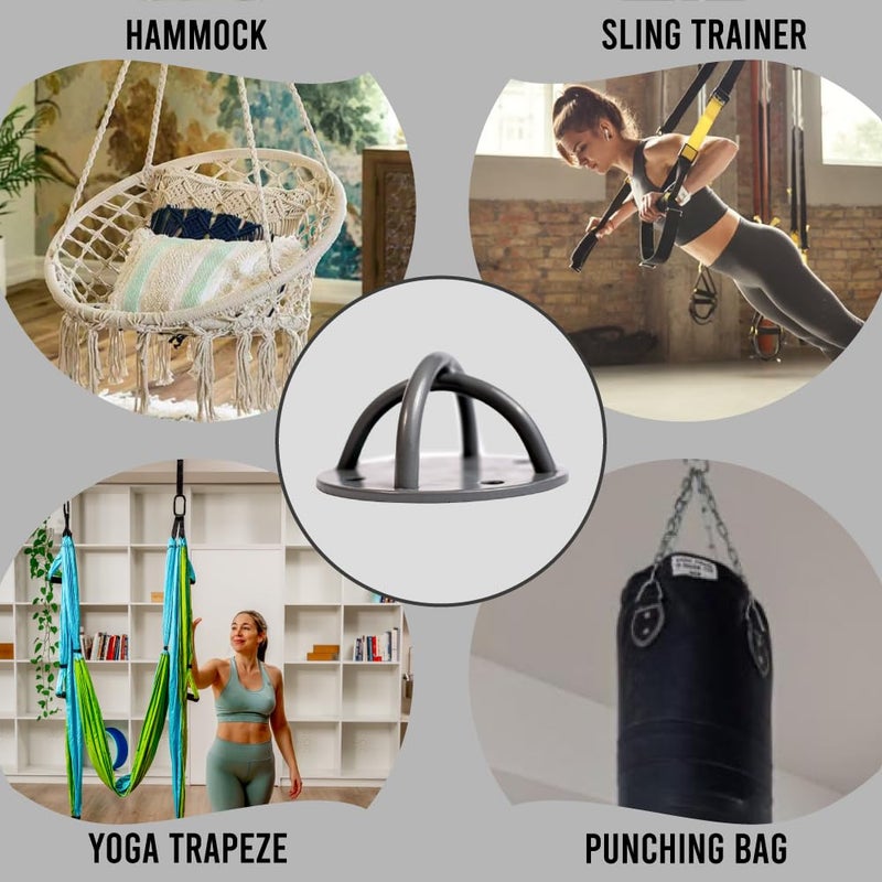 Yoga Trapeze Ceiling Hooks - Industrial Strength Hold Up to 600 lbs, Includes Anchors & Bolts Yoga Starter Set - Suitable for Gym Rings, Suspensions, Indoor/Outdoor Use - Image 5