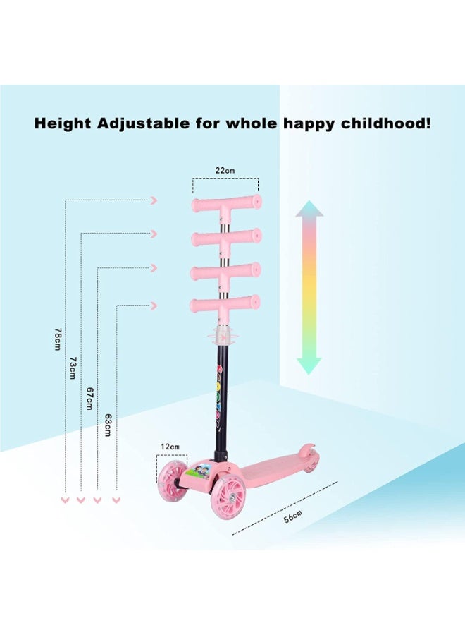 3-Wheel Kids Scooter - Large Foldable Wheels | For Children Ages 2-8 | Lightweight and Foldable | Adjustable Height for Balance Practice (Pink) - Image 2