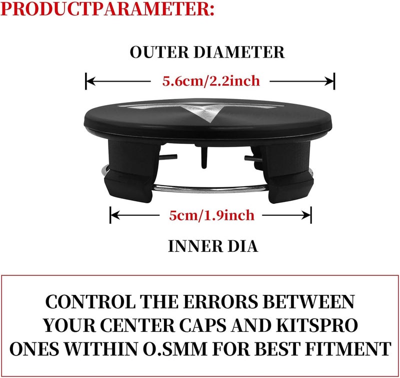 Knomix 4 Pack Exterior Decoration Wheel Center Cover for Tesla Model 3 Model Y,56mm Hubcaps Wheel Rim Cover Tesla Center Caps Hubcaps+22 Black Lug Nut Covers (Black Backgroud+White Emblem) - Image 3