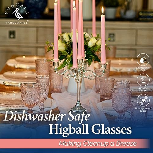Yungala Pink Highball Tumblers set of 6 vintage glassware pink drinking glasses for lovers of colored glassware and colorful drinking glasses - Image 4