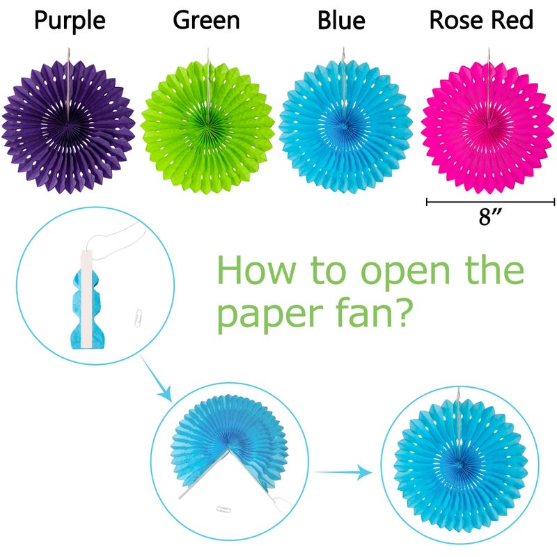 Moon Boat 35PCS Fiesta Paper Fan Party Decorations Set - Cinco De Mayo Pom Poms Pennant Garland String Banner Hanging Swirls Decor Supplies(Multicolored) - Image 5