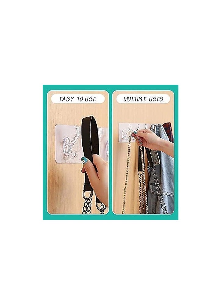 Spaceshoop Self Adhesive 6 Hooks Wall Hanger Clear 2pas  - Image 5