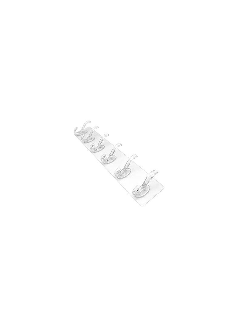 Spaceshoop Self Adhesive 6 Hooks Wall Hanger Clear 2pas  - Image 2