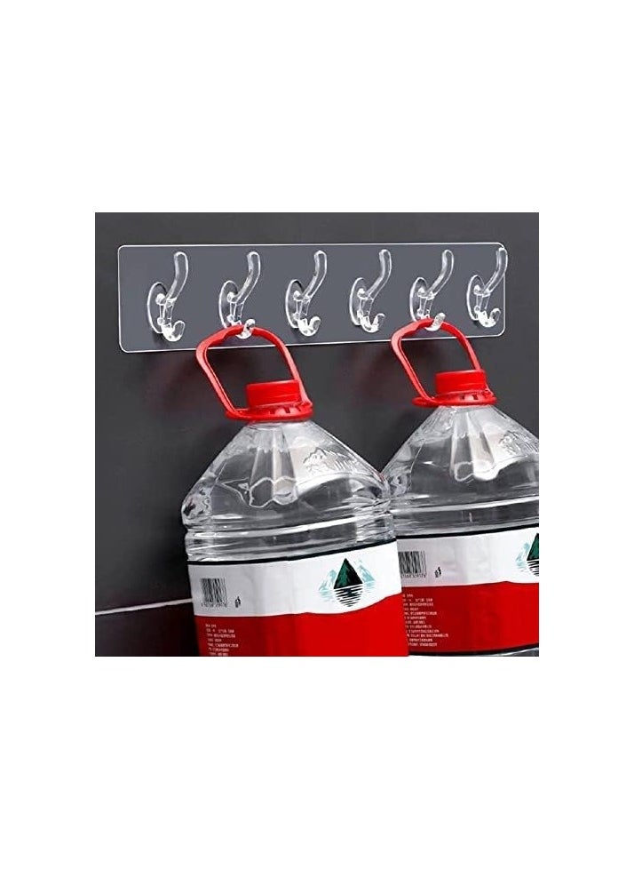 Spaceshoop Self Adhesive 6 Hooks Wall Hanger Clear 2pas  - Image 4