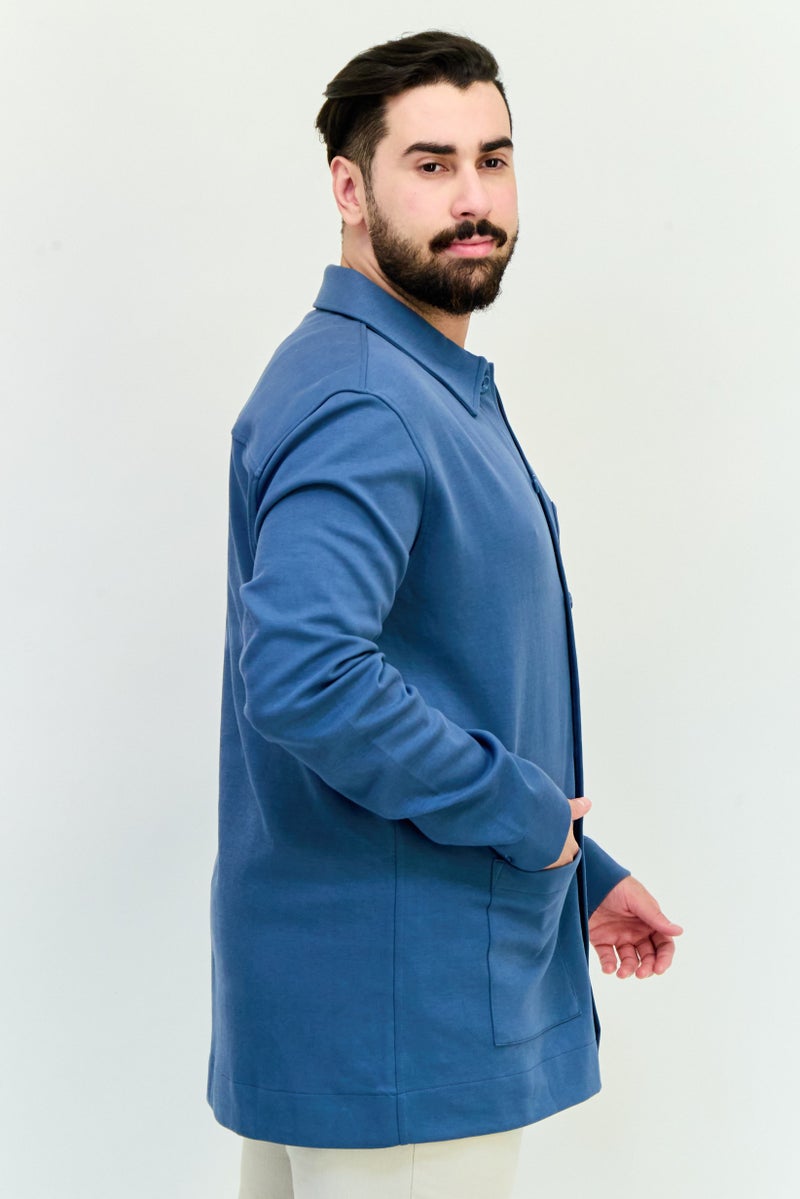 Celio Men Regular Fit Solid Long Sleeves Jacket Shirt, Slate Blue - Image 2