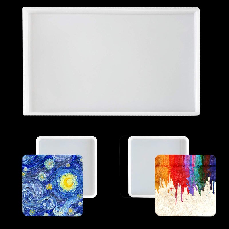 Large Silicone Resin Tray Molds3PCS Agate Geode Coaster Resin MoldsInclude SquareRectangle MoldSilicone Mold for Making CoasterTraysCup MatsHome Decoration
