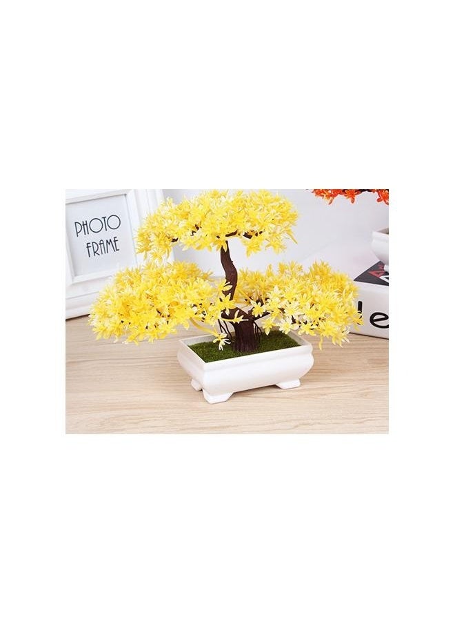 Generic Artificial Bonsai Tree Simulation Potted Plant Office Living Room Home Decor Yellow  - Image 5