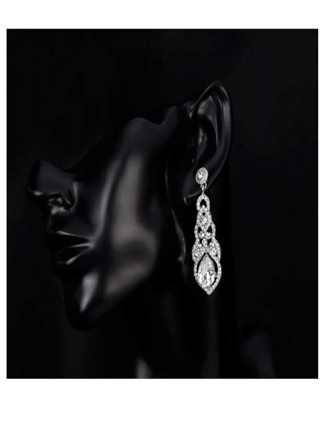 YINLI Austrian Crystal Rhinestone Bridal Wedding Dangle Earrings for Women Fashion Jewelry (Style 06) - Image 2