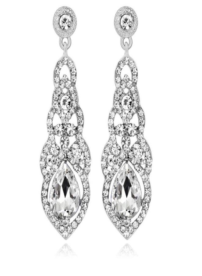 YINLI Austrian Crystal Rhinestone Bridal Wedding Dangle Earrings for Women Fashion Jewelry (Style 06) - Image 1
