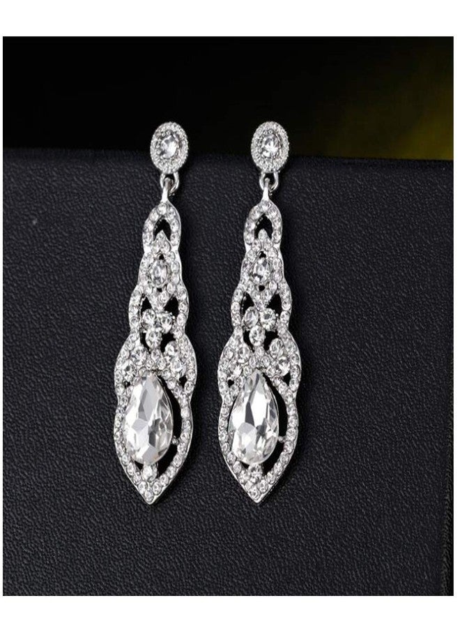 YINLI Austrian Crystal Rhinestone Bridal Wedding Dangle Earrings for Women Fashion Jewelry (Style 06) - Image 3