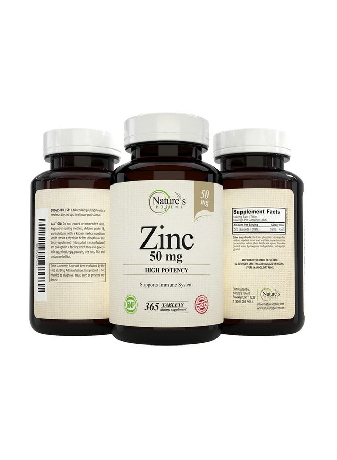 نايتشرز بوتينت Nature's Potent Zinc 50 mg، مكمل غذائي لدعم المناعة - فعالية عالية لصحة المناعة ومضادات الأكسدة القصوى - صنع في الولايات المتحدة الأمريكية من أكسيد الزنك الطبيعي - 365 قرصًا (إمداد لمدة عام واحد) - Image 3
