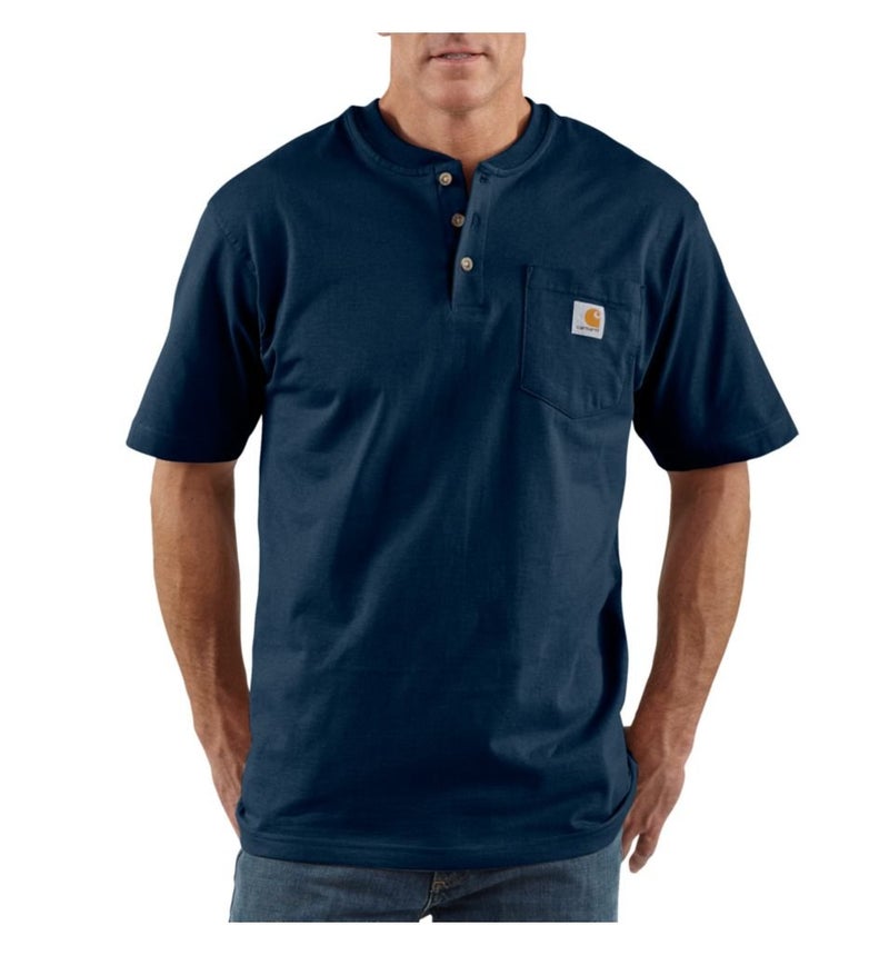 Carhartt Mens Loose Fit Heavyweight Short-Sleeve Pocket T-Shirt (Big & Tall) Henley Shirts, Navy, 4X-Large US