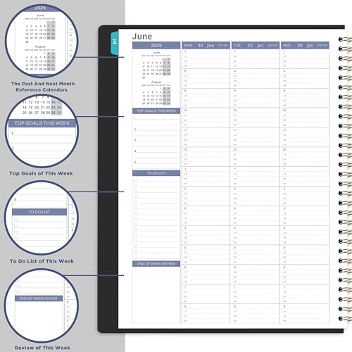 MaaIbok 2025-2026 Weekly Appointment Book - Daily Hourly Planner 2025-2026 from Jul. 2025 - Jun. 2026, 8.5" x 11", 15-Minute Interval, Monthly Tabs, Leather Cover, Perfect for Your Life - Image 4