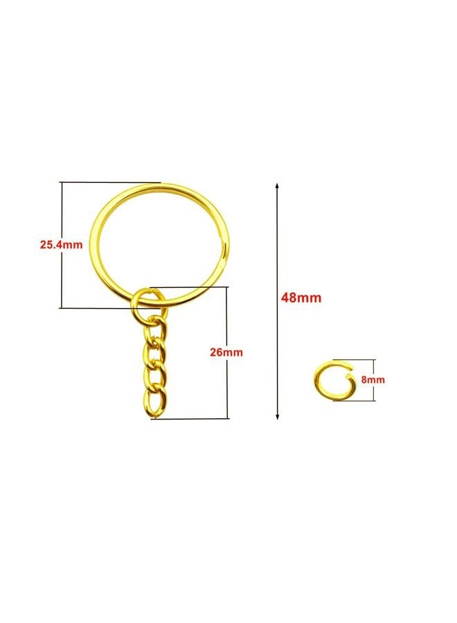ZoloAJay 50Sets 1 inch Keychain Rings Golden Split Round Key Ring with Chain and Open Jump Rings for DIY Keychain Making Crafts - Image 2