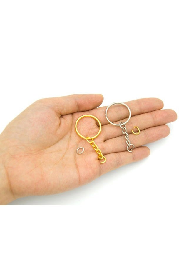 ZoloAJay 50Sets 1 inch Keychain Rings Golden Split Round Key Ring with Chain and Open Jump Rings for DIY Keychain Making Crafts - Image 3