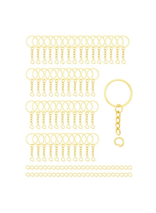 ZoloAJay 50Sets 1 inch Keychain Rings Golden Split Round Key Ring with Chain and Open Jump Rings for DIY Keychain Making Crafts - Image 1