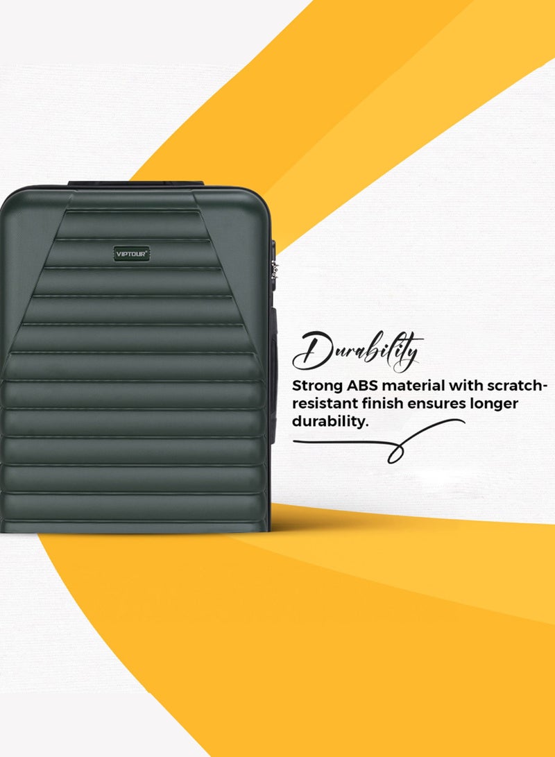 فيبتور مجموعة حقائب سفر صلبة من مادة ABS مكونة من 3 قطع، حقيبة سفر بعجلات دوارة 360 درجة هادئة مع قفل مركب، صغيرة (2.5 كجم)، متوسطة (3 كجم)، كبيرة (3.8 كجم) (20 بوصة/24 بوصة/28 بوصة) - خضراء - Image 4