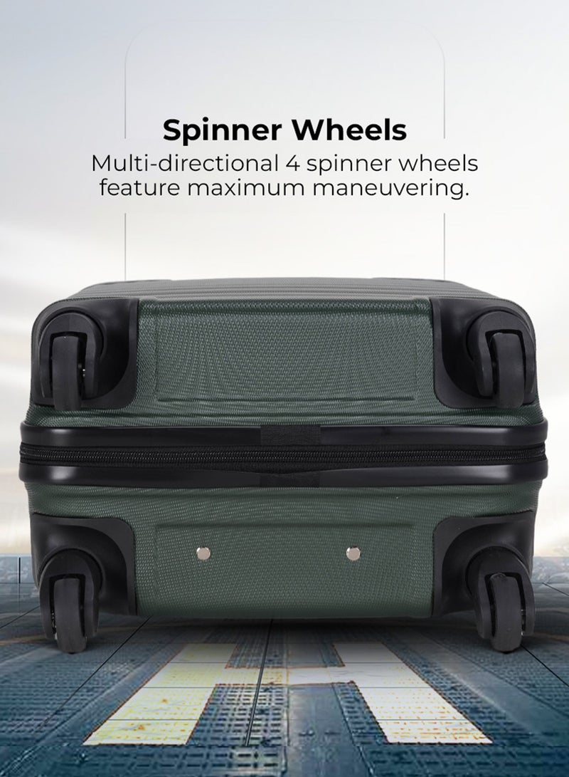 فيبتور مجموعة حقائب سفر صلبة من مادة ABS مكونة من 3 قطع، حقيبة سفر بعجلات دوارة 360 درجة هادئة مع قفل مركب، صغيرة (2.5 كجم)، متوسطة (3 كجم)، كبيرة (3.8 كجم) (20 بوصة/24 بوصة/28 بوصة) - خضراء - Image 5