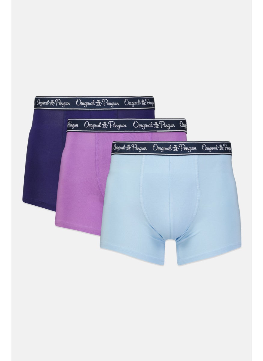 Original Penguin - Men 3 Pieces Brand Logo Boxer Briefs, Lilac/Purple/Light blue - Image 1