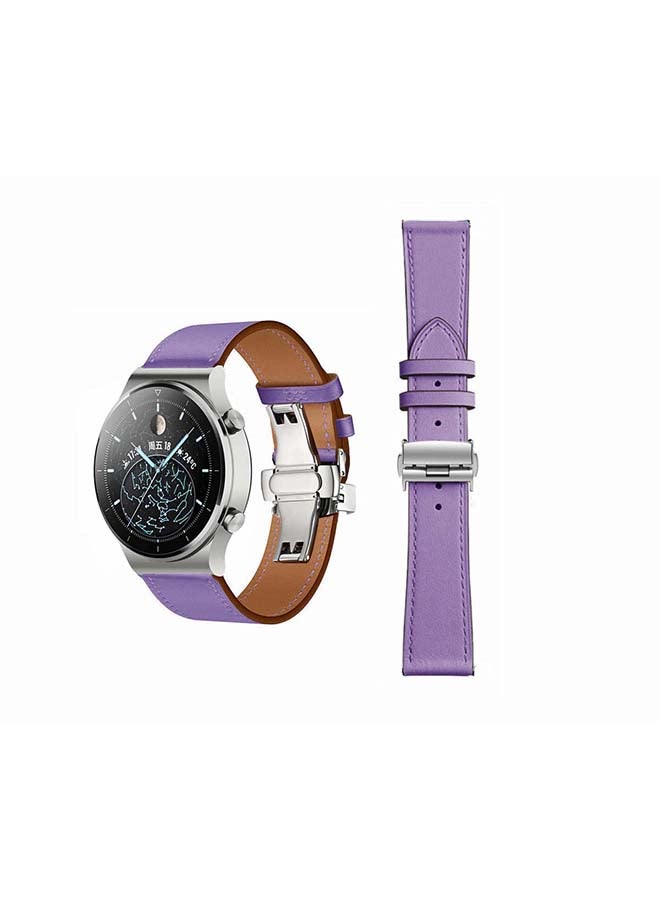 Perfii Genuine Leather Replacement Band For Huawei Watch GT2 Pro 22mm Purple - Image 1