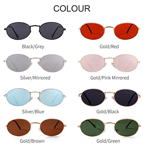 GIFIORE Oval Sunglasses for Women Men,Vintage Retro 90s Sunglasses Trendy Fashion Small Sun Glasses Unisex Stylish (Silver Frame Blue Mirrored Lens) - Image 5