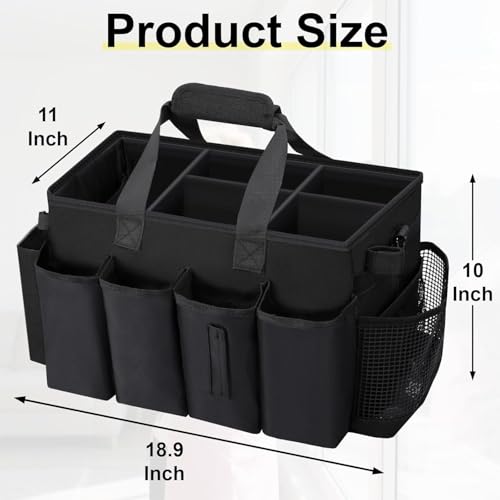 Wigojoy Wearable Large Cleaning Caddy Bag for Housekeeper Clean Supply Organizer with Adjustable Shoulder Waist Handle Straps Detailing Bag for Kitchen Supplies Black - Image 3