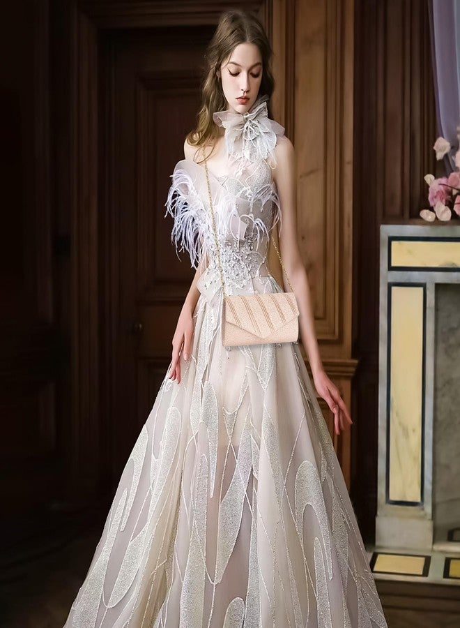 Larcenciel Women's Evening Handbags, Glitter Envelope Clutch Purses w/Chain, Sequin Pleated Formal Ladies Shoulder Handbags for Date Night Out Wedding Cocktail Party Prom Club,8.7×4.3x2.4in(Champagne) - Image 2