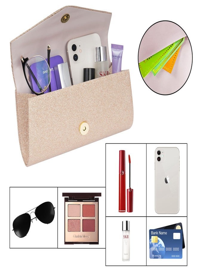 Larcenciel Women's Evening Handbags, Glitter Envelope Clutch Purses w/Chain, Sequin Pleated Formal Ladies Shoulder Handbags for Date Night Out Wedding Cocktail Party Prom Club,8.7×4.3x2.4in(Champagne) - Image 5