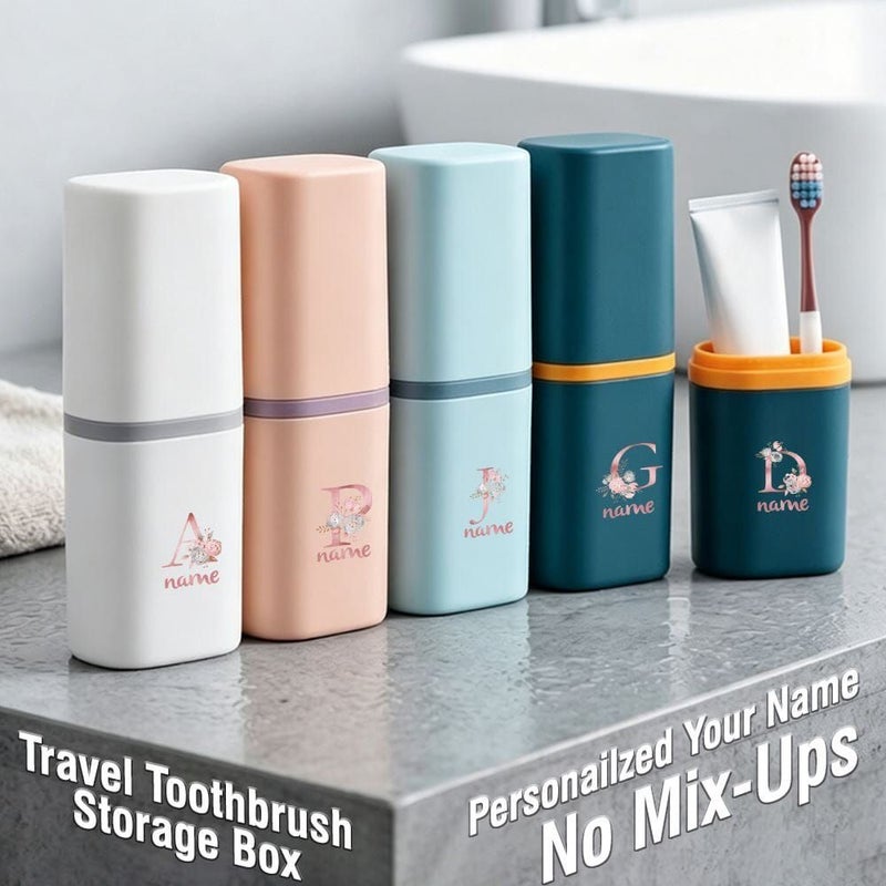Pink Detachable Travel Toothbrush Box With Mouthwash Cup For Business Outdoors - Image 1