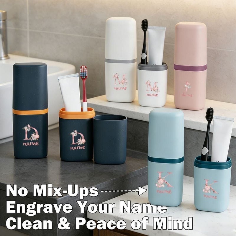 Pink Detachable Travel Toothbrush Box With Mouthwash Cup For Business Outdoors - Image 5