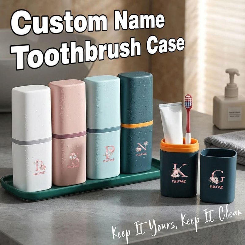 Pink Detachable Travel Toothbrush Box With Mouthwash Cup For Business Outdoors - Image 2