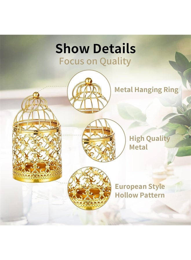 هومستر مجموعة من 2 شمعة فانوس رمضان الديكورات، خمر ديكور معلق فانوس ذهبي معدني Birdcage، للمنزل، غرفة المعيشة - Image 4