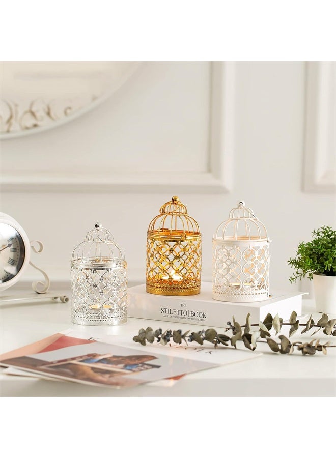 هومستر مجموعة من 2 شمعة فانوس رمضان الديكورات، خمر ديكور معلق فانوس ذهبي معدني Birdcage، للمنزل، غرفة المعيشة - Image 5