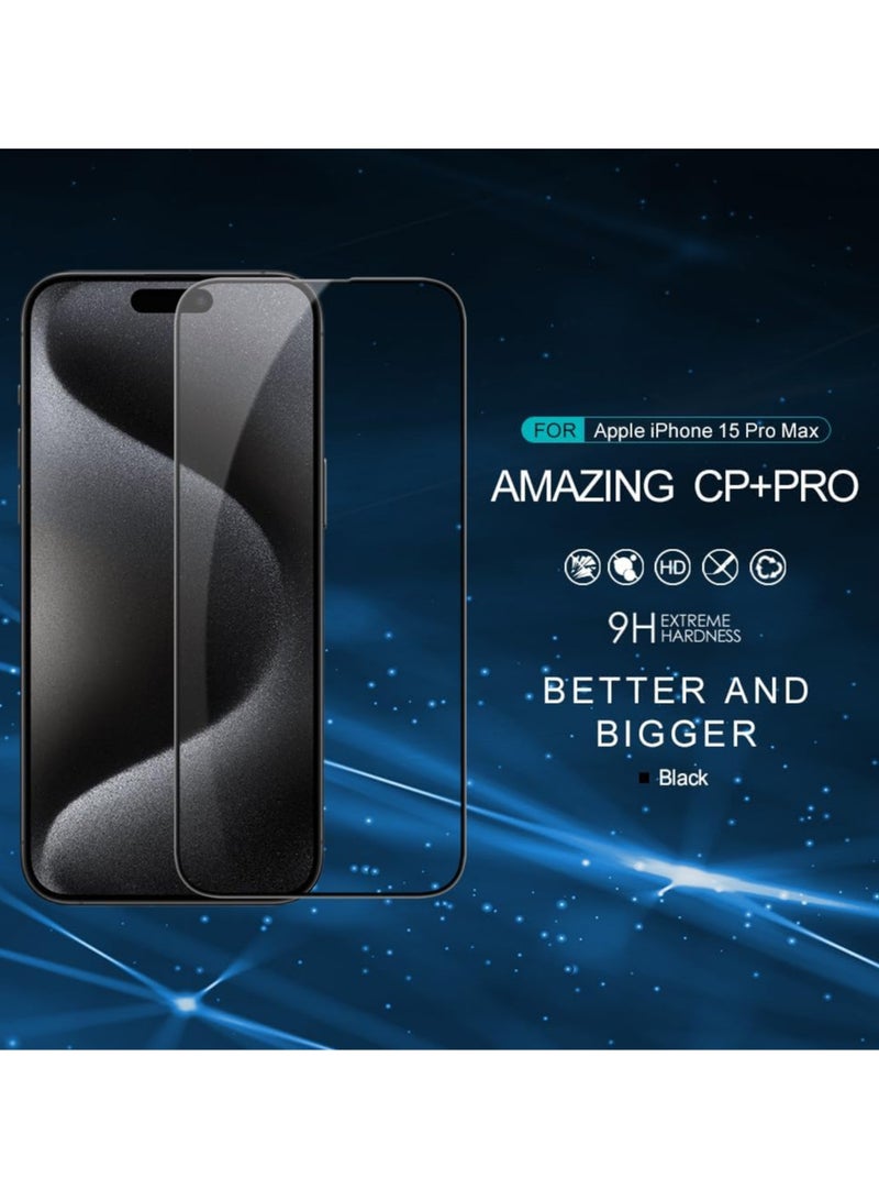 Nillkin CP+ PRO Anti-Explosion Glass Screen Protector, 0.33mm, 2.5D Designed For Apple iPhone 15 Pro Max - Black - Image 4
